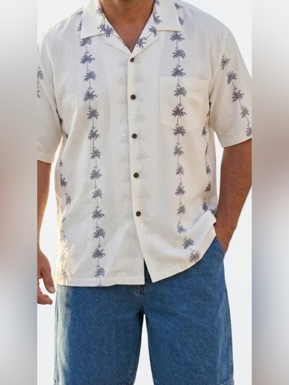 Pacific Legend Men’s Hawaii Shirt XL with Palm Trees  Cruise Coastal Beachside